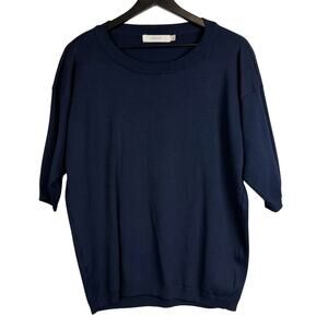 Mayla Stockholm Navy Blue Oversized Viscose Tee Shirt Woven - 4 US